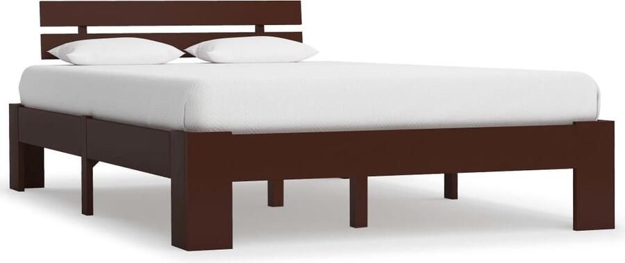 VidaXL Bedframe Massief Grenenhout 140x200 cm Massieve Houten Bedframe Donkere Bruine Bed Tweepersoons Bed Grenenhouten Bed Frame Slaapkamers Meubels Modern Design Bed Budget Vriendelijk Bed - Foto 2