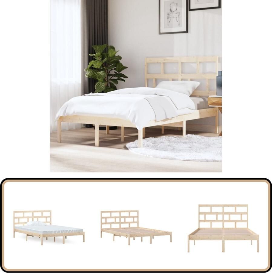 VidaXL Bedframe Massief Grenenhout 140x200 cm Modern Bed Frame Grenenhouten Bed Frame Bruin King Size Bed Frame Boxspring Bed Frame Tweepersoons Bed Frame Bed Frame 140x200