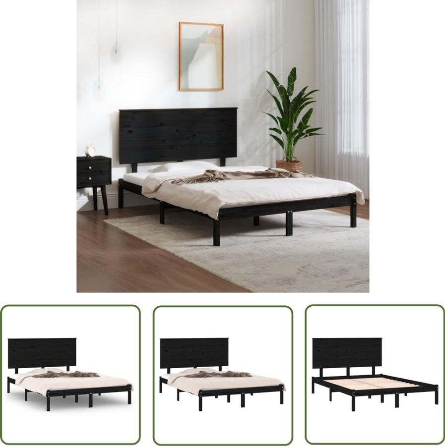 VidaXL Bedframe Massief Grenenhout 140x200 cm Modern Bed Frame Hout Bed Frame Grenenhout Bed Frame Zwarte Bed Frame Tweepersoons Bed Frame Bed Frame 140x200