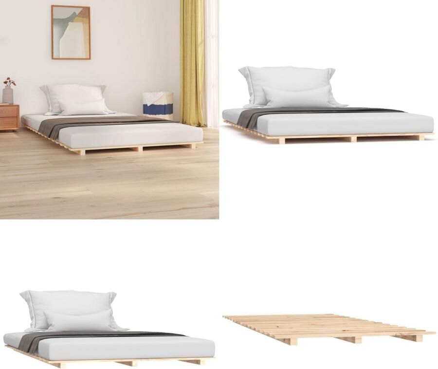 VidaXL Bedframe massief grenenhout 135x190 cm Bedframe Bedframes Bed Bedbodem