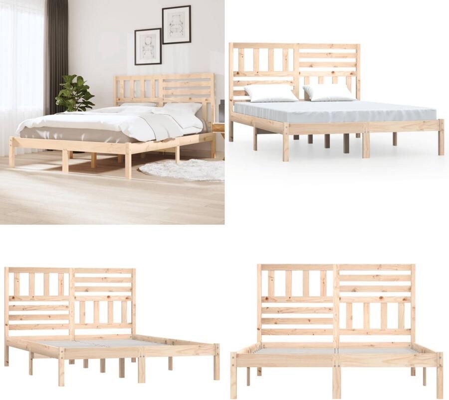 VidaXL Bedframe massief grenenhout 150x200 cm Bedframe Bedframes Eenpersoonsbed Bed