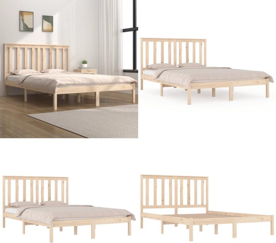 VidaXL Bedframe massief grenenhout 150x200 cm Bedframe Bedframes Tweepersoonsbed Bed