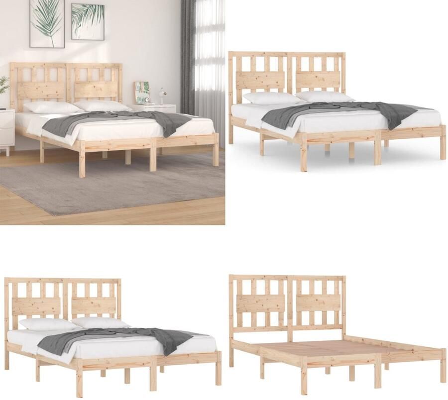 VidaXL Bedframe massief grenenhout 150x200 cm Bedframe Bedframes Tweepersoonsbed Bed
