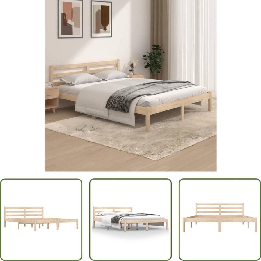 The Living Store Bedframe massief grenenhout 150x200 cm 5FT King Size Bedframe Bedframes Bed Bedbodem Ledikant Bed Frame Massief Houten Bedframe Slaapmeubel Bedden Bedbodems Ledikanten - Foto 2