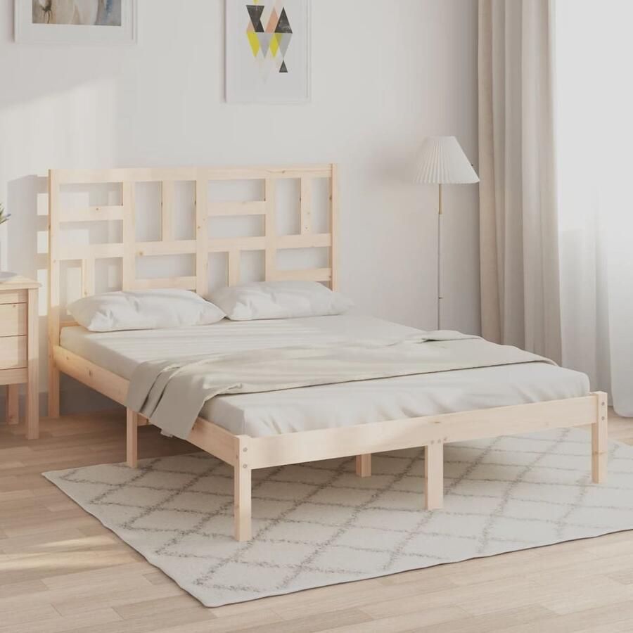 VidaXL Bedframe Massief Grenenhout 150x200 cm Houten Bedframe King Size Bed Massief Grenenhout Bedframe Bruin Groot Bed Boxspring Frame - Foto 2