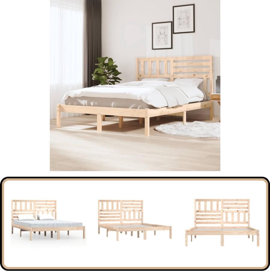VidaXL Bedframe Massief Grenenhout 150x200 cm Houten Bedframe Massief Grenenhout Bedframe 150x200 King Size Bed Rustic Design
