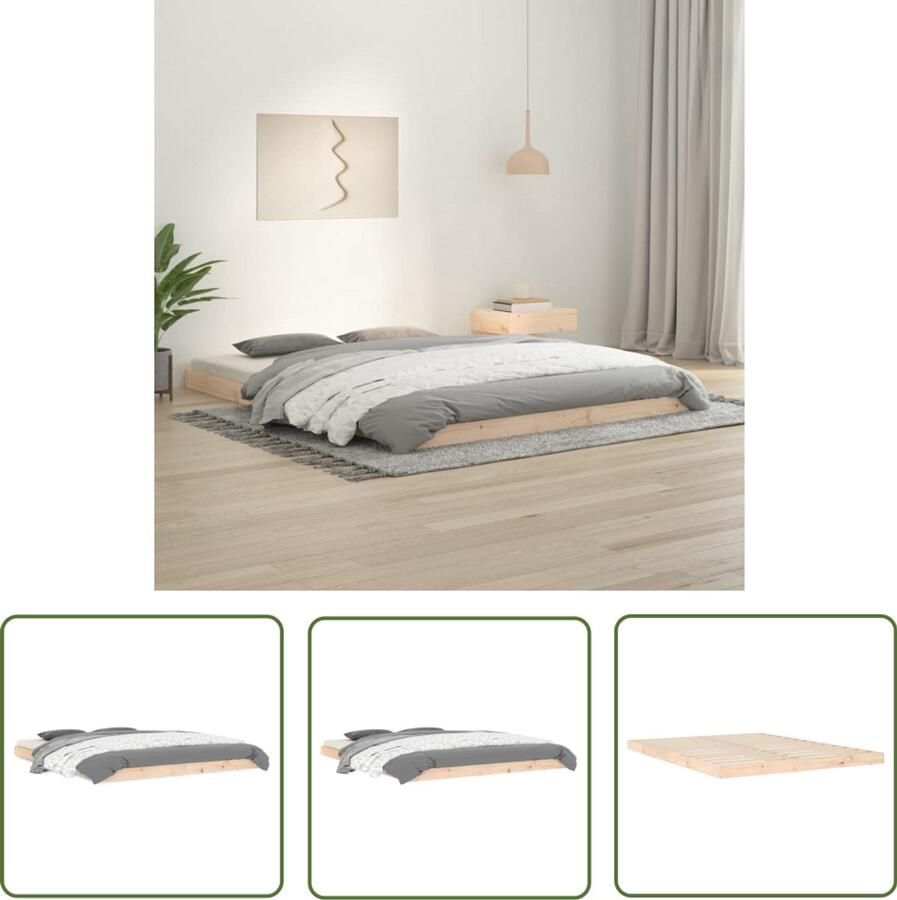 VidaXL Bedframe Massief Grenenhout 150x200 cm King Size Bed Massief Grenenhout Bed Houten Bedframe King Size Bedframe