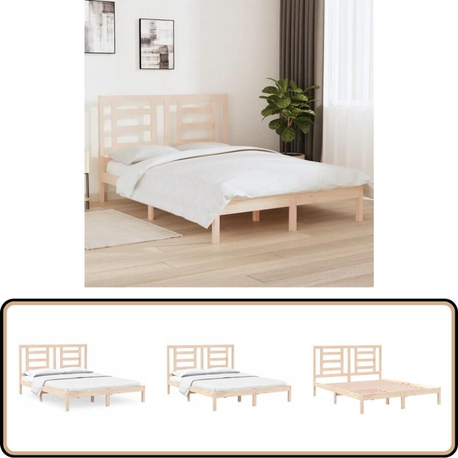 VidaXL Bedframe Massief Grenenhout 160x200 cm Houten Bedframe Grenenhout Bed Tweepersoons Bed Modern Bed Rustic Bed