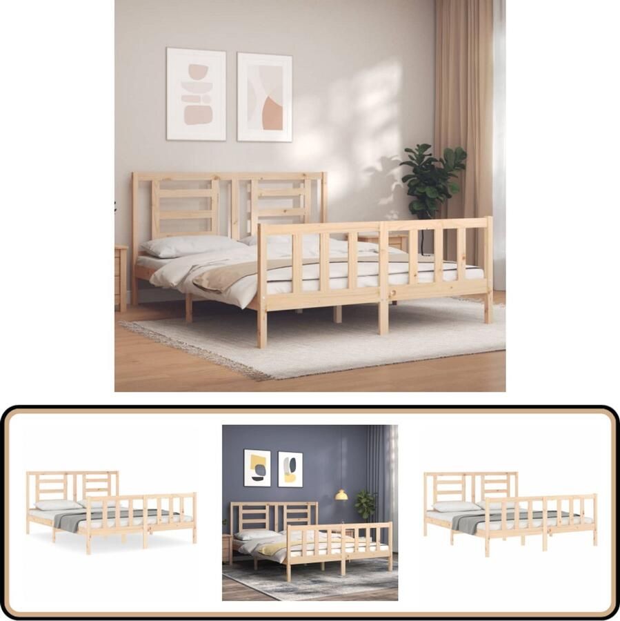 VidaXL Bedframe Massief Grenenhout 160x200 cm Massief Hout Bed Frame Grenenhout Bed Tweepersoons Bed Bruine Bed Boxspring Bed