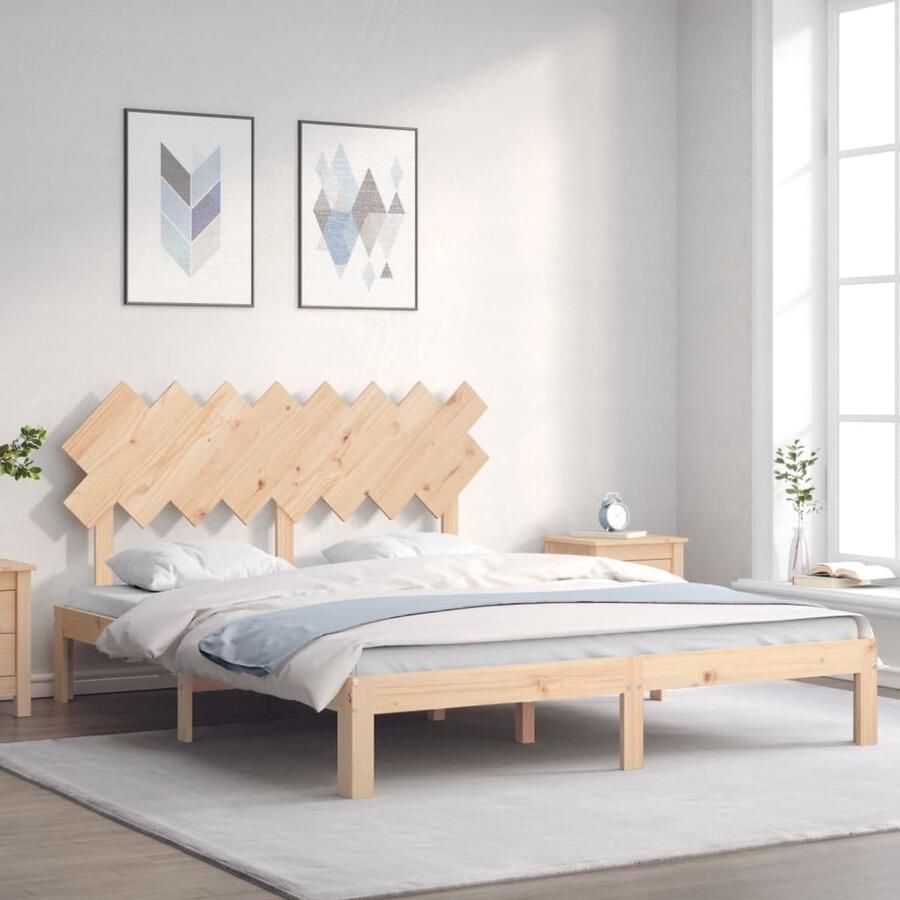 VidaXL Bedframe Massief Grenenhout 160x200 cm Massief Hout Bed Grenenhout Bed Tweepersoons Bed Boxspring Frame Slaapkamer Meubels Slaapkamerdecor - Foto 3