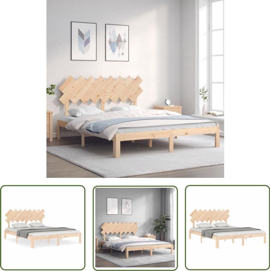 VidaXL Bedframe Massief Grenenhout 160x200 cm Massief Hout Bed Grenenhout Bed Tweepersoons Bed Boxspring Frame Slaapkamer Meubels Slaapkamerdecor - Foto 2
