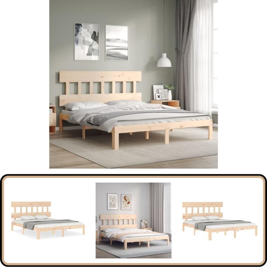VidaXL Bedframe Massief Grenenhout 160x200 cm Massief Hout Bed Grenenhout Bed Tweepersoons Bed Boxspring Frame Slaapkamer Meubels Slaapkamerdecor