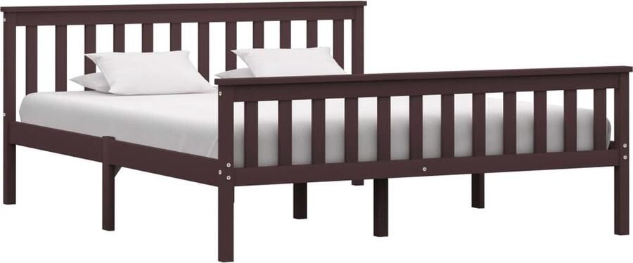 VidaXL Bedframe Massief Grenenhout 160x200 cm Massief Hout Bed Grenenhouten Bed Tweepersoons Bed Donkere Bruine Bed Frame Boxspring Bed - Foto 2