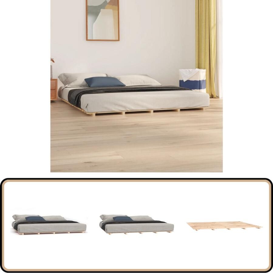 VidaXL Bedframe Massief Grenenhout 160x200 cm Massief Hout Bedframe Grenenhout Bed Rustiek Bed 160x200 Stabiel Bedframe Lattenbodem