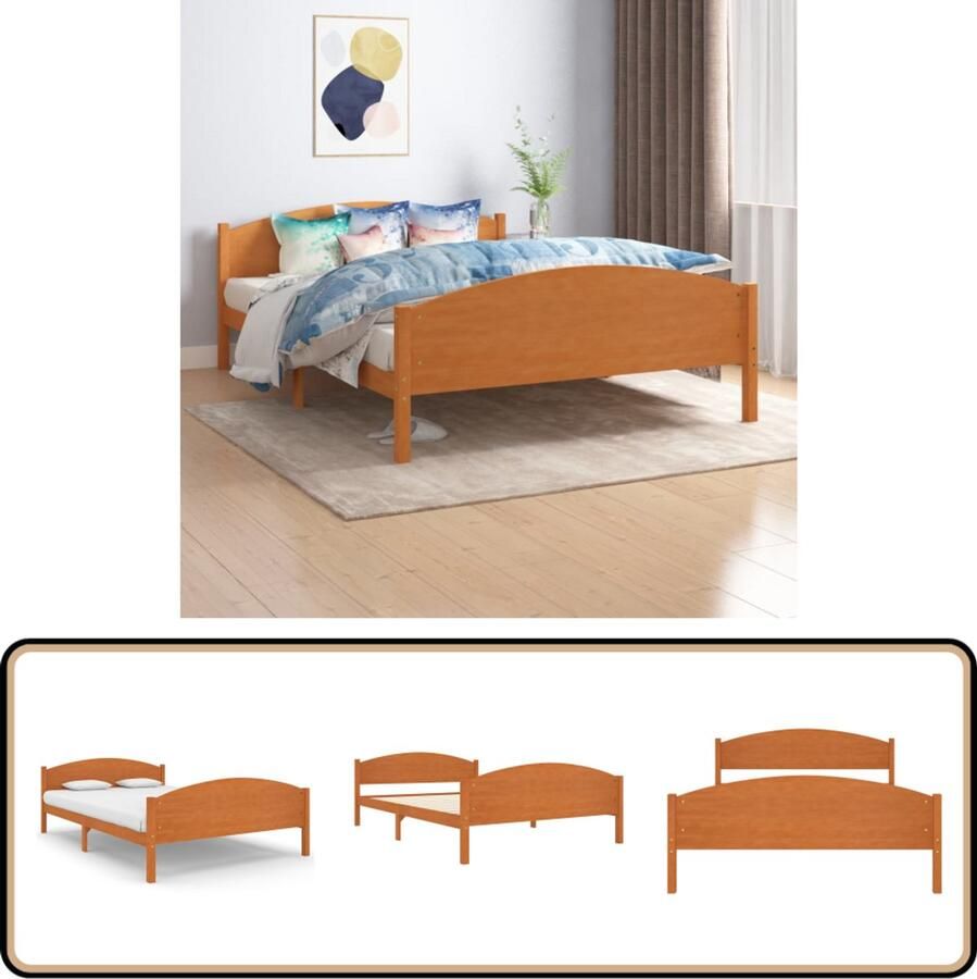 VidaXL Bedframe Massief Grenenhout 160x200 cm Massief Houten Bedframe Grenenhout Bedframe Honingbruin Bedframe Tweepersoons Bedframe 160x200 Bed Kopen