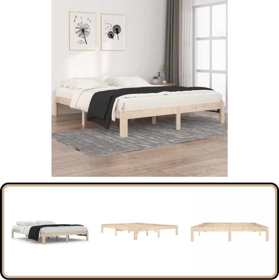 VidaXL Bedframe Massief Grenenhout 160x200 cm Modern Bedframe Houten Bed Grenenhout Bed King Size Bed Tweepersoonsbed Slaapcomfort Bedroom Furniture