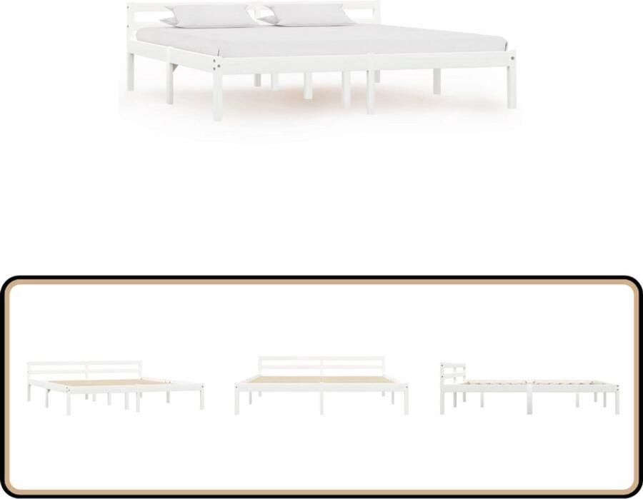 VidaXL Bedframe Massief Grenenhout 160x200 cm Wit Massief Hout Bedframe Wit Bedframe Tweepersoons Bedframe Grenenhout Bedframe Modern Bedframe