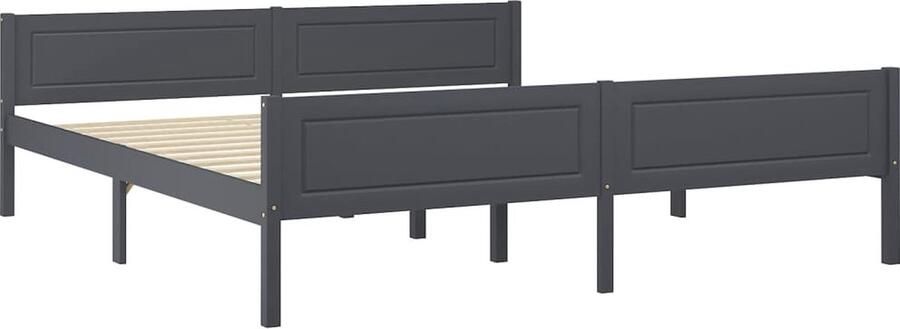 VidaXL Bedframe Massief Grenenhout 180x200 cm Grijs Houten Bed Frame Massief Grenenhout Bedframe Grijs Tweepersoons Bed Modern Bed Luxe Bed Slaapcomfort - Foto 2