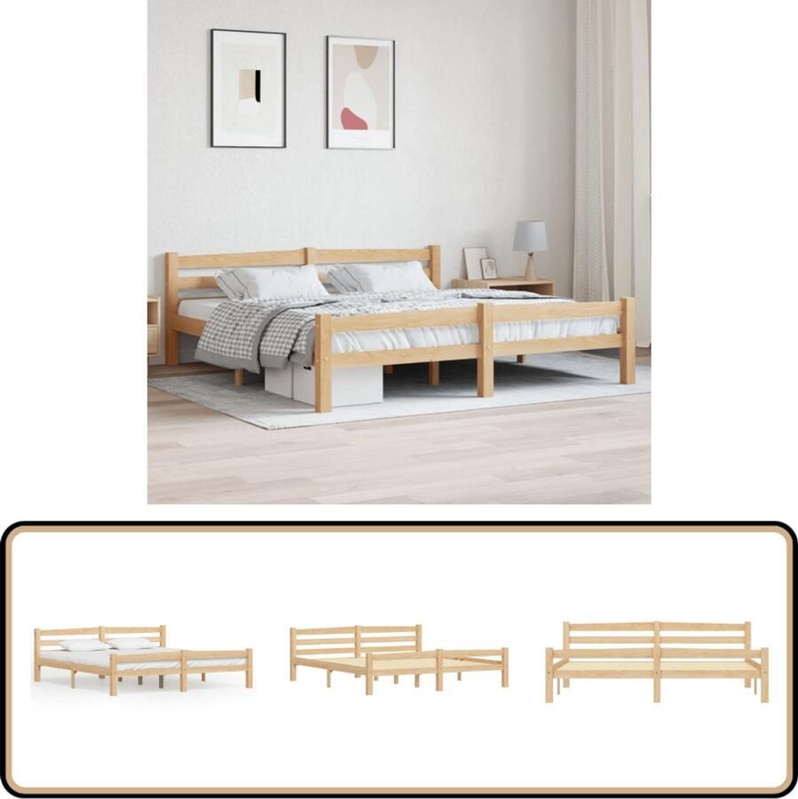 VidaXL Bedframe Massief Grenenhout 180x200 cm Houten Bed Frame Grenenhout Bed Tweepersoons Bed Modern Bed Design Bed Voor Volwassenen Boxspring Bed Zonder Matras Slaapcomfort Stapelbare Bedden