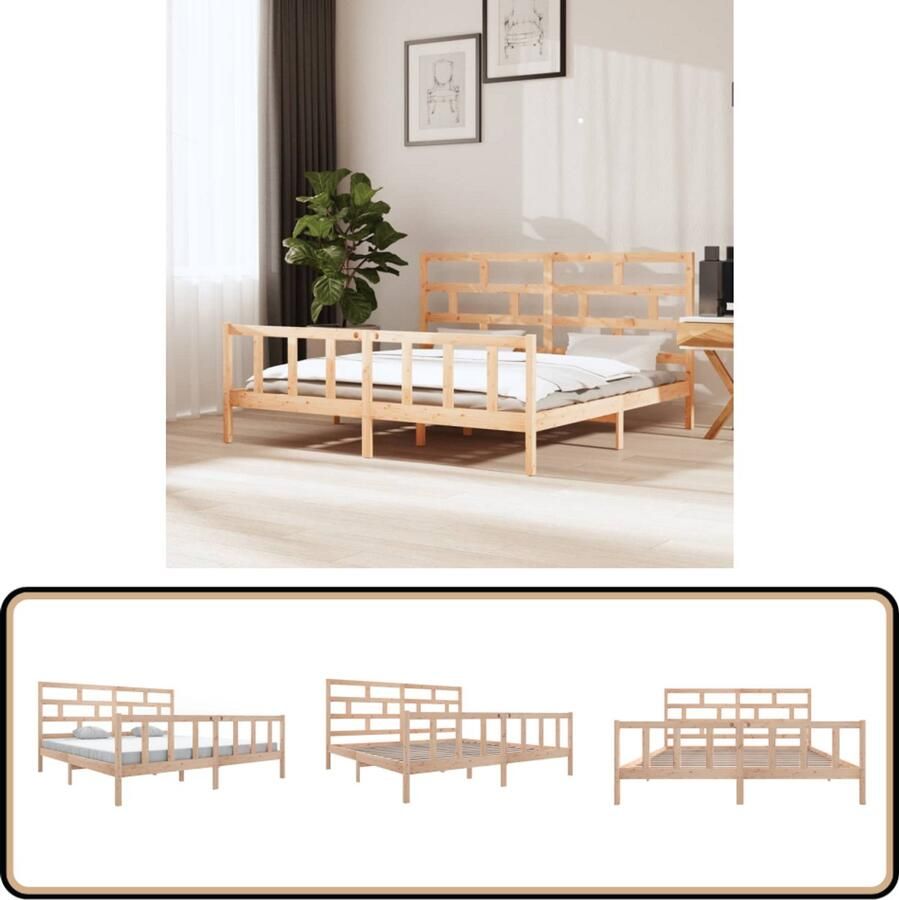 VidaXL Bedframe Massief Grenenhout 180x200 cm Houten Bedframe Grenenhout Bed Modern Bed Rustiek Bed King Size Bed Tweepersoons Bed Slaapcomfort Hoofdeinde