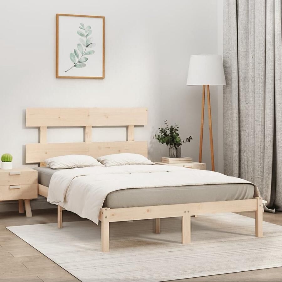 VidaXL Bedframe Massief Grenenhout 180x200 cm Houten Bedframe Massief Hout Grenenhout King Size Bed Bedsteun Hoofdbord Bedroom Furniture - Foto 2