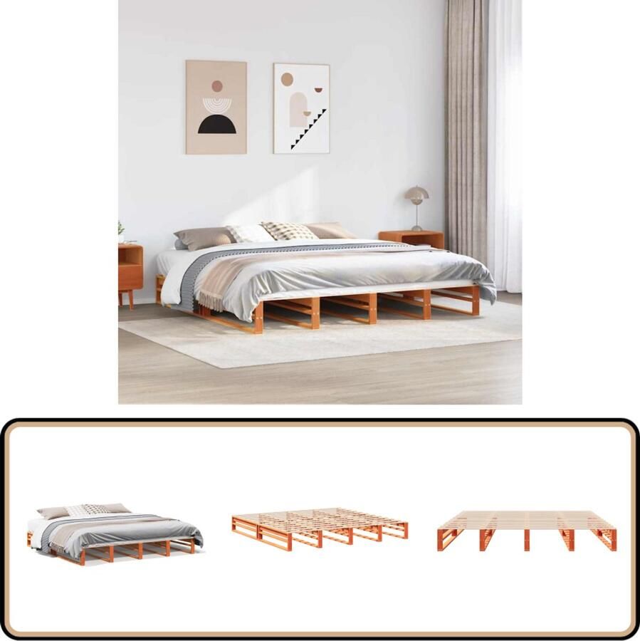 VidaXL Bedframe Massief Grenenhout 180x200 cm Massief Grenenhout Bedframe Rustiek Design Bed Houten Bedframe Stapelbaar Bed Tweepersoons Bed