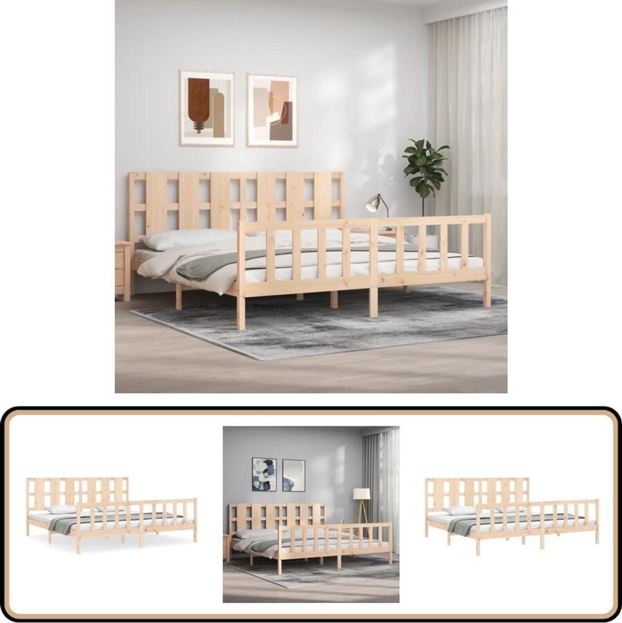 VidaXL Bedframe Massief Grenenhout 180x200 cm Massief Grenenhouten Bed Hoofd- En Voeteneinde Tweepersoonsbed Houten Bed Frame Bed Frame