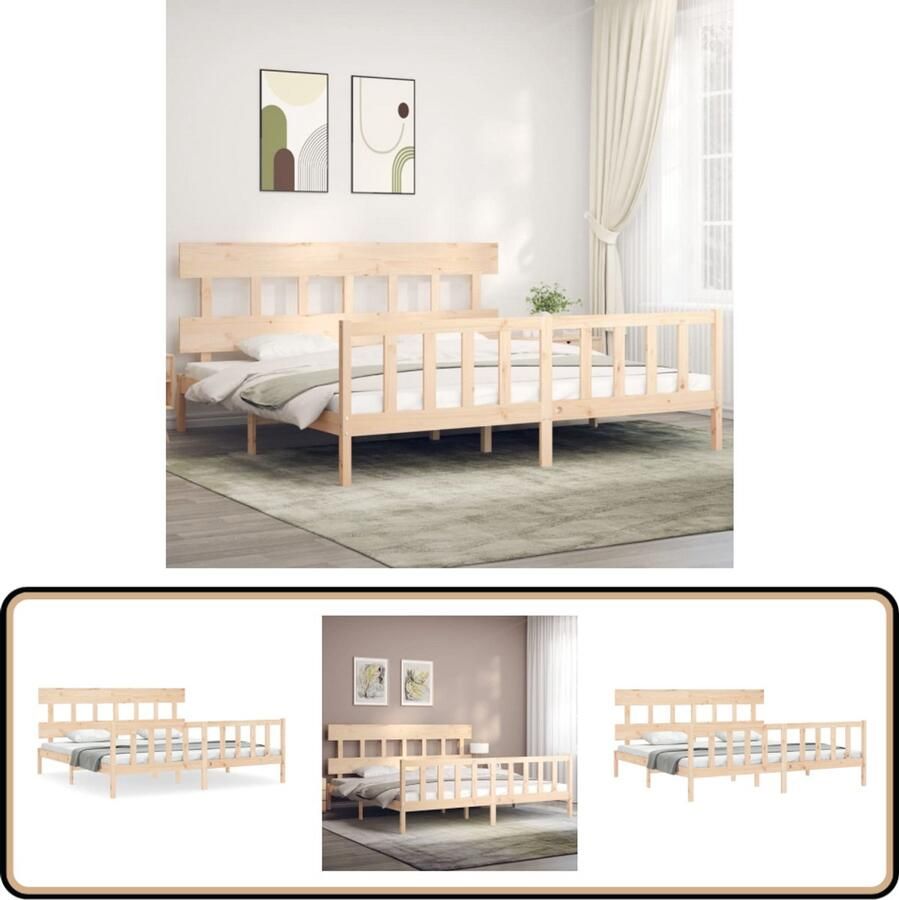 VidaXL Bedframe Massief Grenenhout 180x200 cm Massief Grenenhouten Bed Tweepersoons Bed Houten Bed Frame Bed Frame Bruin Bed Frame Design