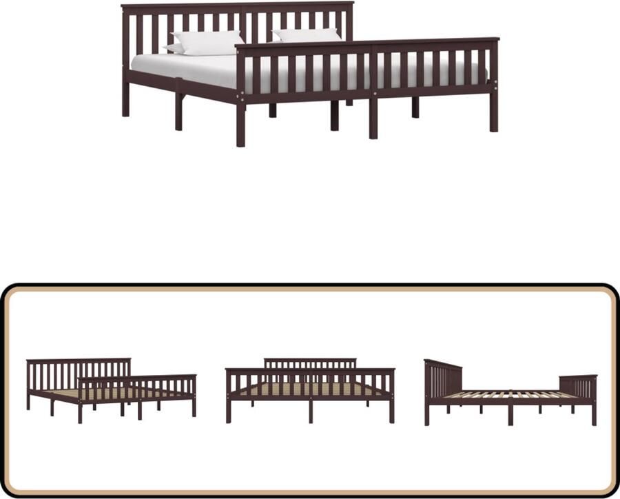 VidaXL Bedframe Massief Grenenhout 180x200 cm Massief Hout Bed Donkerbruin Bed Grenenhout Bed Boxspring Bed Tweepersoons Bed