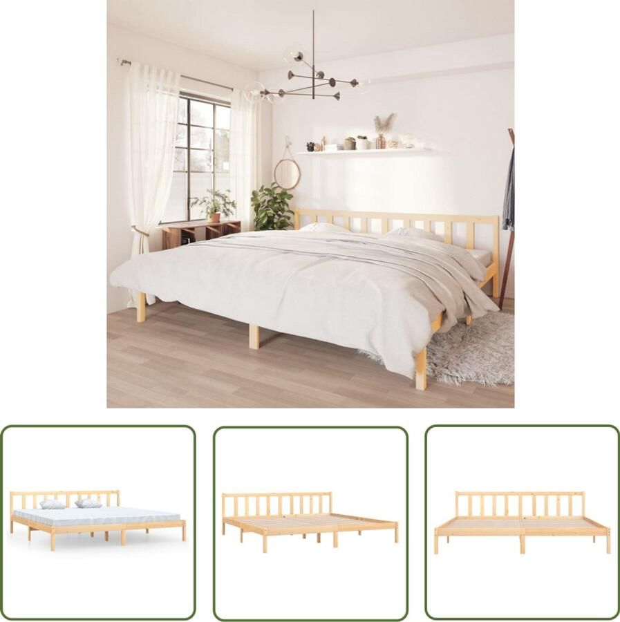 VidaXL Bedframe Massief Grenenhout 180x200 cm Massief Hout Bed Frame Grenenhout Bed Super King Size Bed Bruine Bed Frame Modern Bed Frame Slaapcomfort Bedroom Furniture Boxspring Bed Bedstede