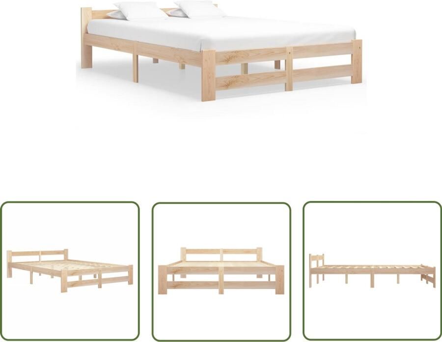 The Living Store Massief Grenenhouten Bedframe 204 x 187 x 55 cm Stevig en Duurzaam Geschikt voor 180 x 200 cm Matras Montage vereist Massief Houten Bed Frame Grenenhouten Bed Frame Bruin Tweepersoons Bed Slaapcomfort