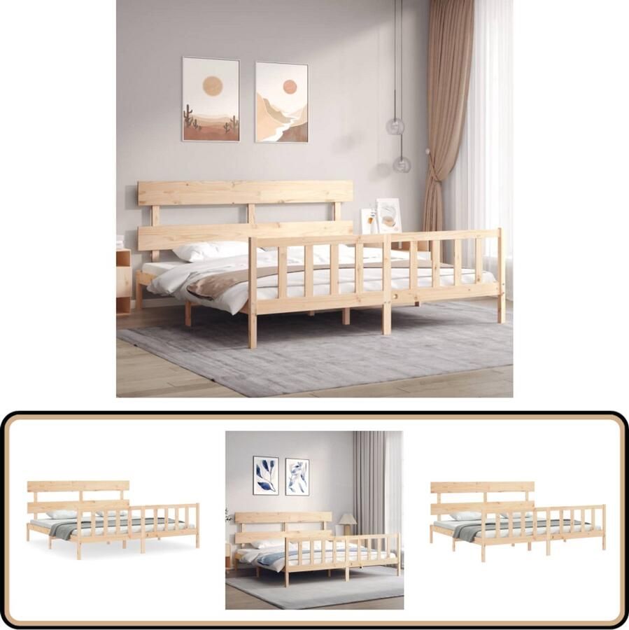 VidaXL Bedframe Massief Grenenhout 180x200 cm Massief Houten Bed Frame Tweepersoons Bed Bruine Bed Grenenhout Bed Boxspring Bed Slaapkamer Meubels