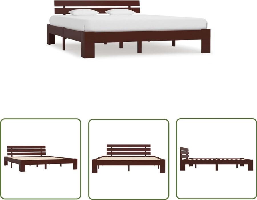 VidaXL Bedframe Massief Grenenhout 180x200 cm Massieve Houten Bedframe Donkerbruine Bedbank Tweepersoons Bed Boxspring Bed Slaapcomfort Modern Design Landelijke Stijl Grenenhout Bed Stapelbare Bedbodems Stabiel Bed