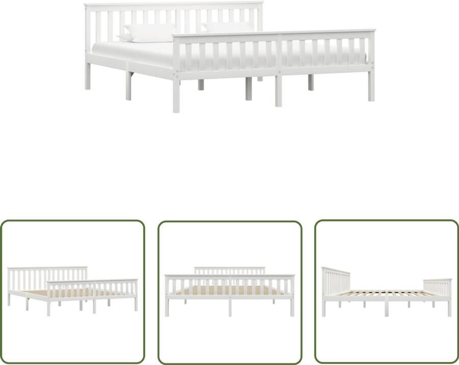 VidaXL Bedframe Massief Grenenhout 180x200 cm Wit Massief Hout Bed Grenenhouten Bed Modern Bed Witte Bed Tweepersoons Bed Boxspring Bed