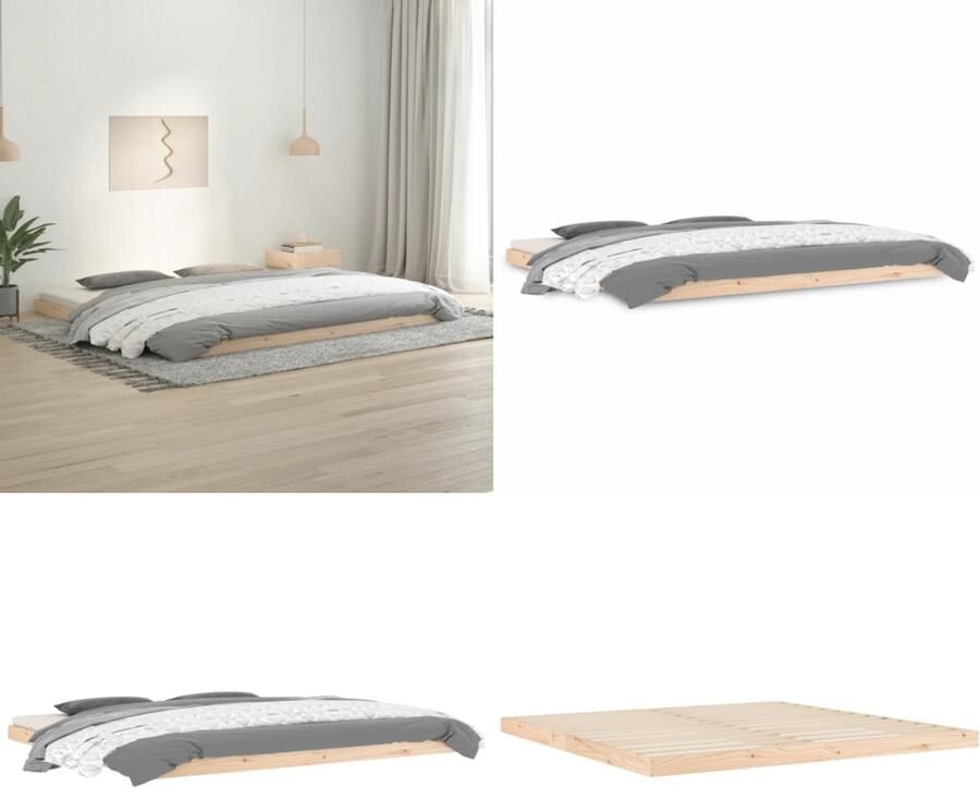 VidaXL Bedframe massief grenenhout 200x200 cm Bedframe Bedframes Ledikant Ledikanten