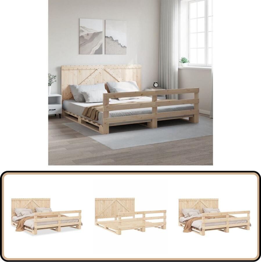 VidaXL Bedframe Massief Grenenhout 200x200 cm Bruine Bed Frame Massief Grenenhout Bed Tweepersoons Bed Boxspring Bed Stapelbare Bed Frames