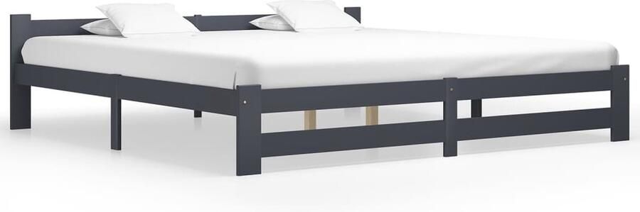 VidaXL Bedframe Massief Grenenhout 200x200 cm Donkergrijs Massief Houten Bed Frame Grenenhout Bed Frame Donker Grijs Bed Frame Tweepersoons Bed Frame Slaapcomfort Bedstelling - Foto 3