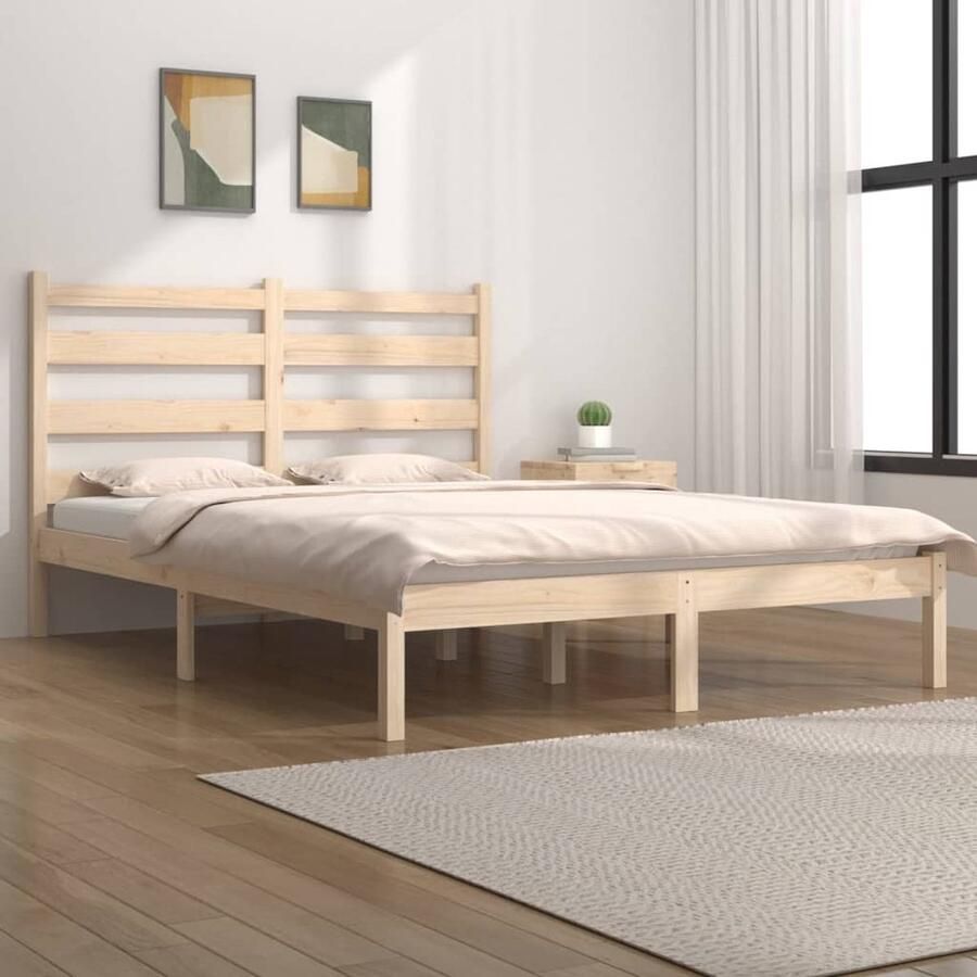 VidaXL Bedframe Massief Grenenhout 140x200 cm Houten Bedframe Grenenhout Bed Tweepersoons Bed Boxspring Bed King Size Bed Slaapcomfort Design Bed Modern Bed Landelijke Bed - Foto 2