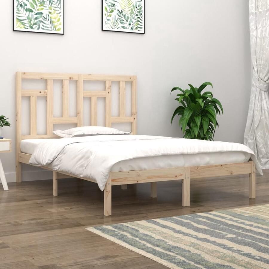 VidaXL Bedframe Massief Grenenhout 200x200 cm Houten Bedframe Grenenhout Bedframe Tweepersoons Bed Modern Bed Design Bed Bedframe Zonder Matras - Foto 2