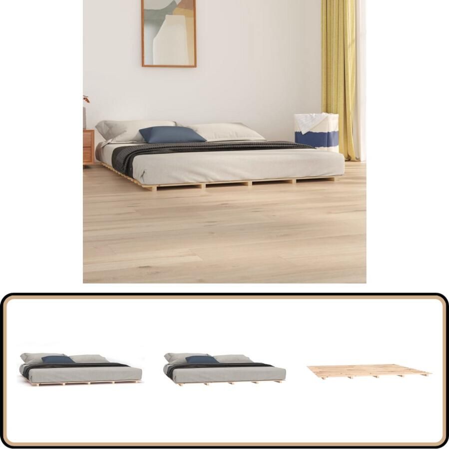 VidaXL Bedframe Massief Grenenhout 180x200 cm Houten Bedframe Massief Grenenhout Bedframe 180x200 Tweepersoons Bed Bedbodems