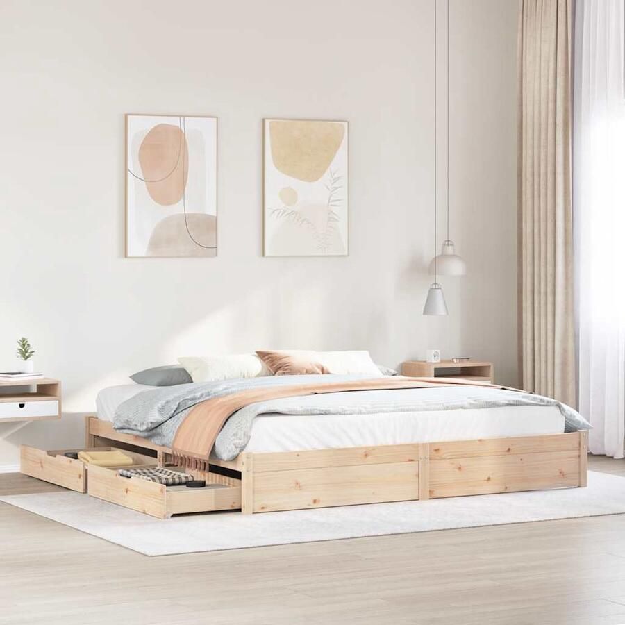 VidaXL Bedframe Massief Grenenhout 200x200 cm
