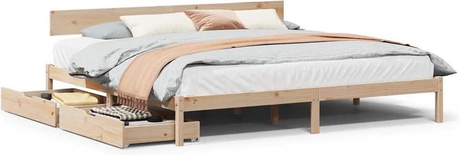 VidaXL Bedframe Massief Grenenhout 200x200 cm