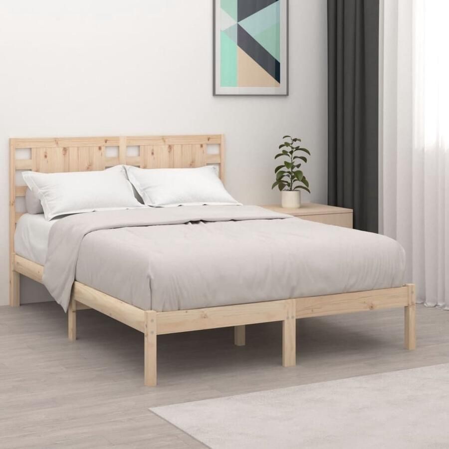 VidaXL Bedframe Massief Grenenhout 200x200 cm Klassieke Bed Frame Houten Bedframe Grenenhouten Bedframe Tweepersoons Bedframe Massief Hout Bedframe Boxspring Bedframe - Foto 2