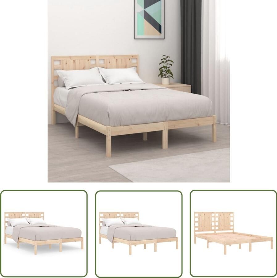 VidaXL Bedframe Massief Grenenhout 200x200 cm Klassieke Bed Frame Houten Bedframe Grenenhouten Bedframe Tweepersoons Bedframe Massief Hout Bedframe Boxspring Bedframe