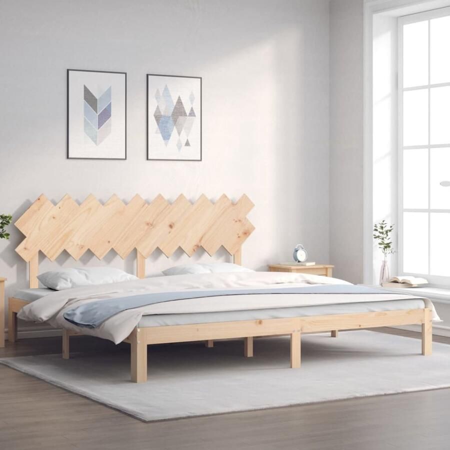 VidaXL Bedframe Massief Grenenhout 200x200 cm Massief Grenenhouten Bed Dubbele Bed Lattenbodem Rustic Bed Frame Vintage Bed Slaapcomfort Hout Bed Natuurlijkhout - Foto 2