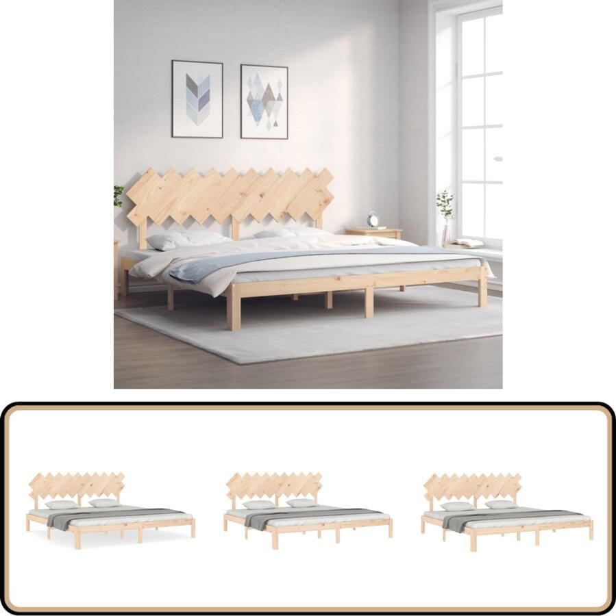 VidaXL Bedframe Massief Grenenhout 200x200 cm Massief Grenenhouten Bed Dubbele Bed Lattenbodem Rustic Bed Frame Vintage Bed Slaapcomfort Hout Bed Natuurlijkhout