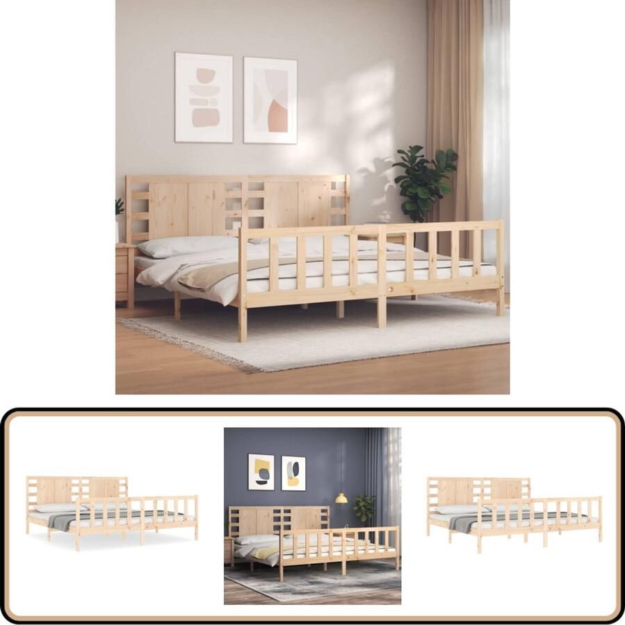VidaXL Bedframe Massief Grenenhout 200x200 cm Massief Hout Bed Grenenhout Bed Tweepersoons Bed Boxspring Frame Slaapkamer Meubels Slaapkamerdecor