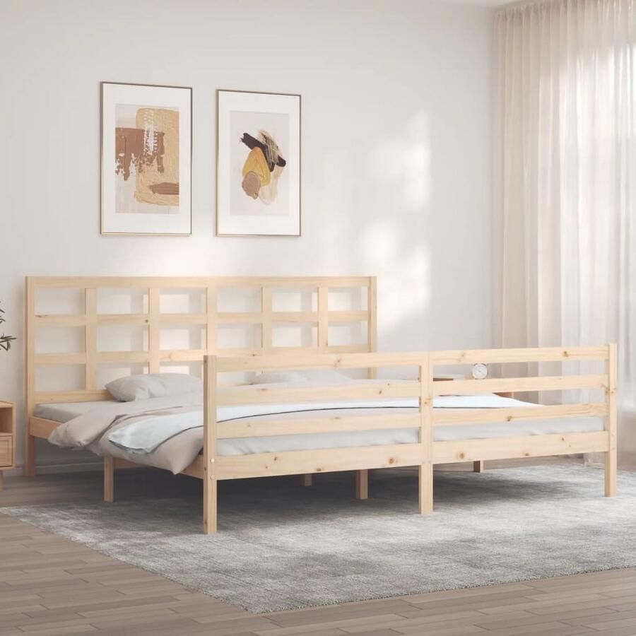 VidaXL Bedframe Massief Grenenhout 200x200 cm Massief Houten Bed Frame Grenenhouten Bed Frame Bruin Tweepersoons Bed Boxspring Bed Houten Bed - Foto 2