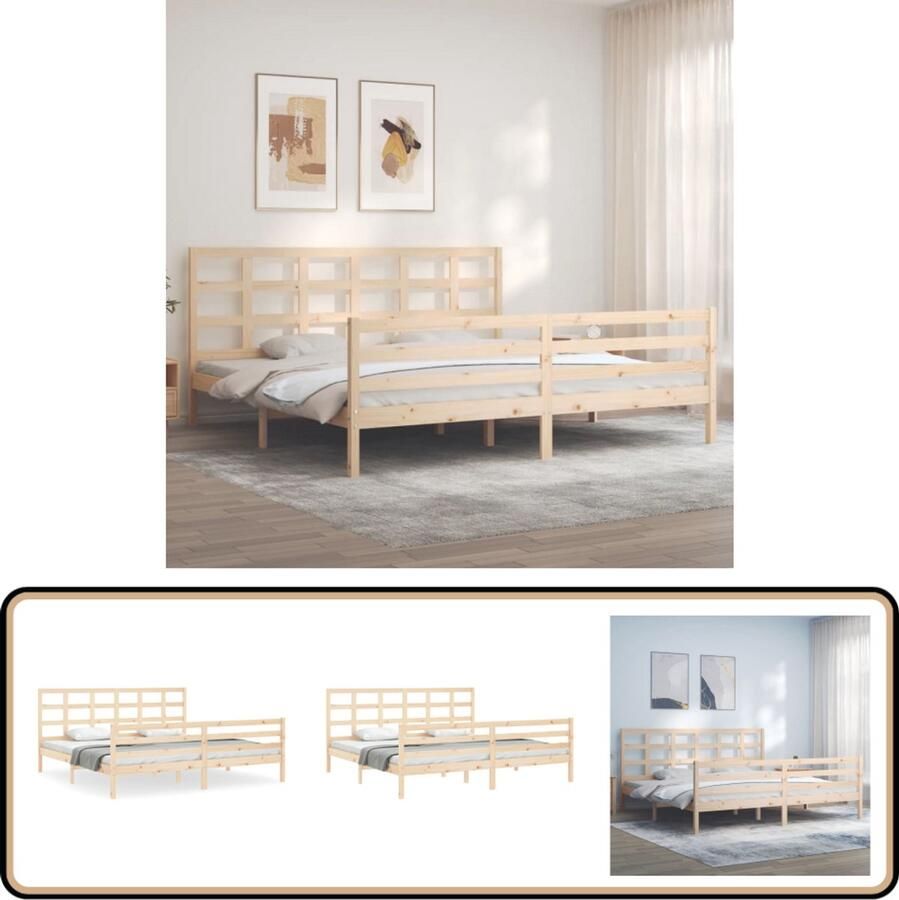 VidaXL Bedframe Massief Grenenhout 200x200 cm Massief Houten Bed Frame Grenenhouten Bed Frame Bruin Tweepersoons Bed Boxspring Bed Houten Bed