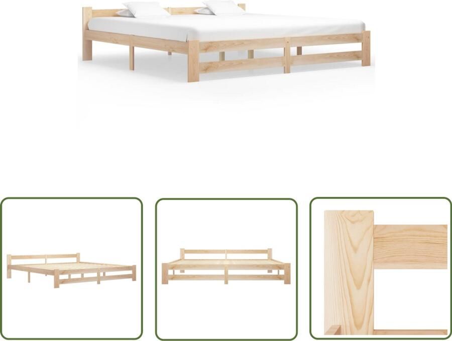 VidaXL Bedframe Massief Grenenhout 200x200 cm Massief Houten Bed Frame Grenenhouten Bed Tweepersoons Bed Bruine Bed Frame Bed Frame 200x200 Boxspring Bed Slaapcomfort Luxe Bed
